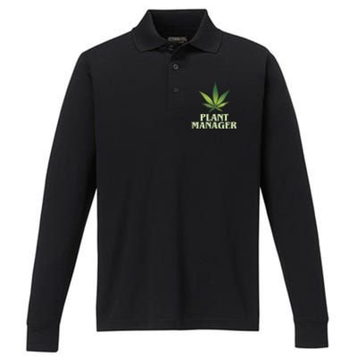 Cannabis TShirt Plant Manager Funny Marijuana Gift Performance Long Sleeve Polo