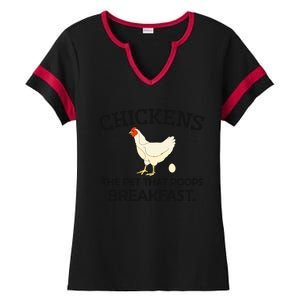 Chickens The Pet That Poops Breakfast Funny Chicken Gift Ladies Halftime Notch Neck Tee