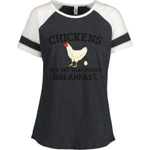 Chickens The Pet That Poops Breakfast Funny Chicken Gift Enza Ladies Jersey Colorblock Tee