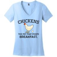 Chickens The Pet That Poops Breakfast Funny Chicken Gift Women's V-Neck T-Shirt