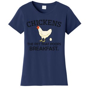 Chickens The Pet That Poops Breakfast Funny Chicken Gift Women's T-Shirt