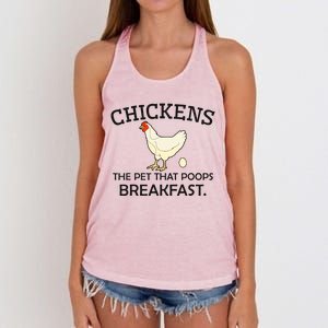 Chickens The Pet That Poops Breakfast Funny Chicken Gift Women's Knotted Racerback Tank