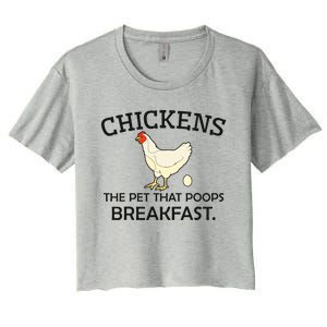 Chickens The Pet That Poops Breakfast Funny Chicken Gift Women's Crop Top Tee