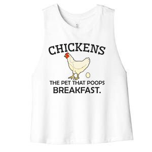 Chickens The Pet That Poops Breakfast Funny Chicken Gift Women's Racerback Cropped Tank