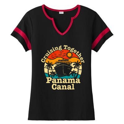 Cruising Together Panama Canal 2024 Family Trip Vacation Ladies Halftime Notch Neck Tee