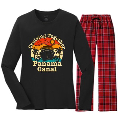 Cruising Together Panama Canal 2024 Family Trip Vacation Women's Long Sleeve Flannel Pajama Set 