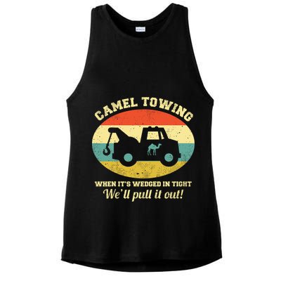 Camel Towing Retro Adult Humor Ladies PosiCharge Tri-Blend Wicking Tank