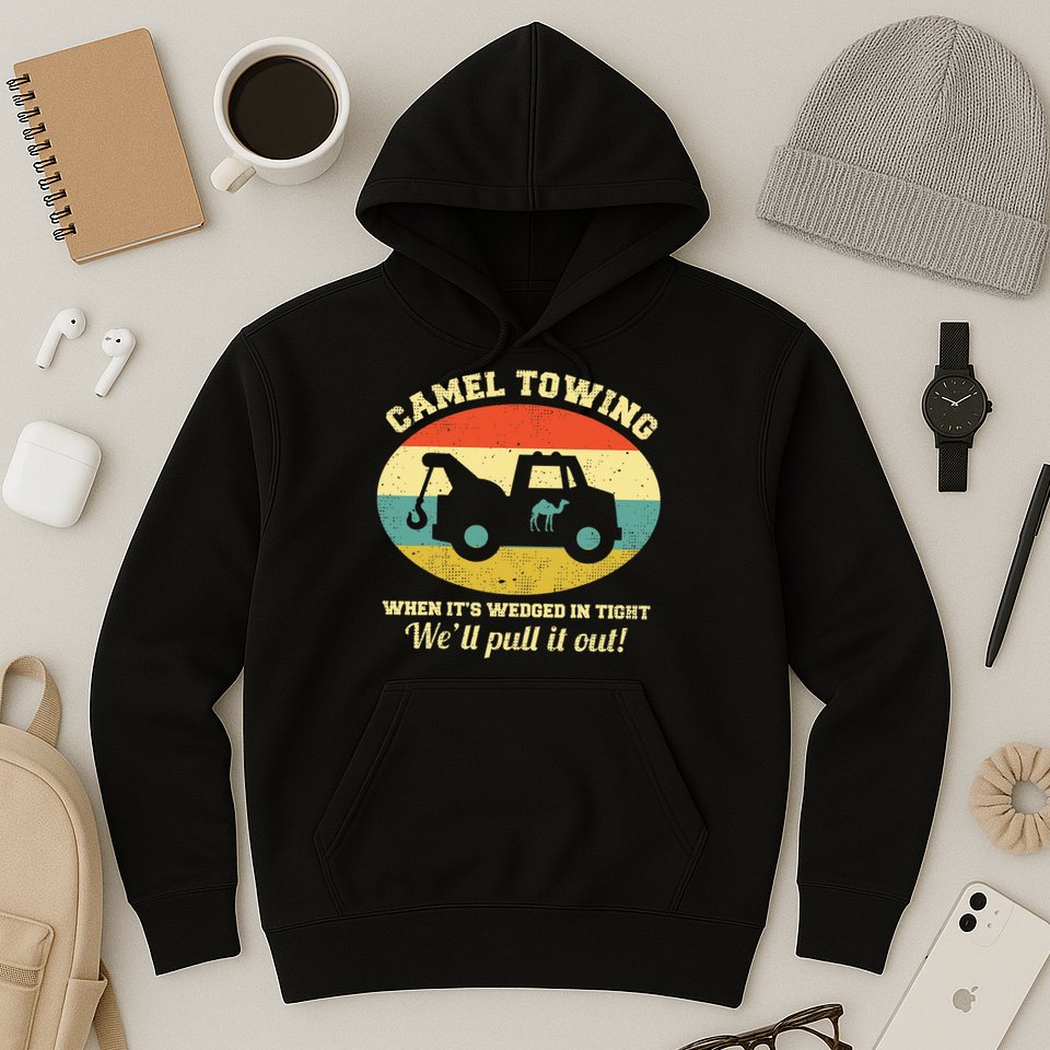 Camel Towing Retro Adult Humor Hoodie