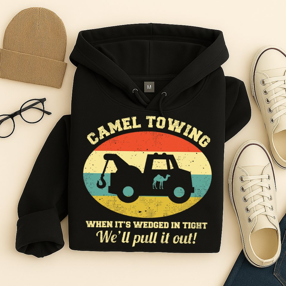 Camel Towing Retro Adult Humor Hoodie