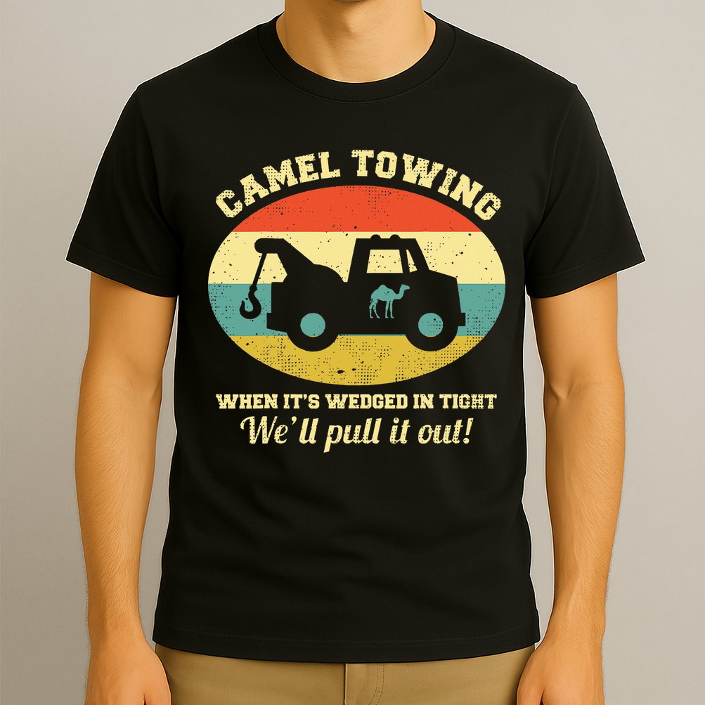 Camel Towing Retro Adult Humor T-Shirt