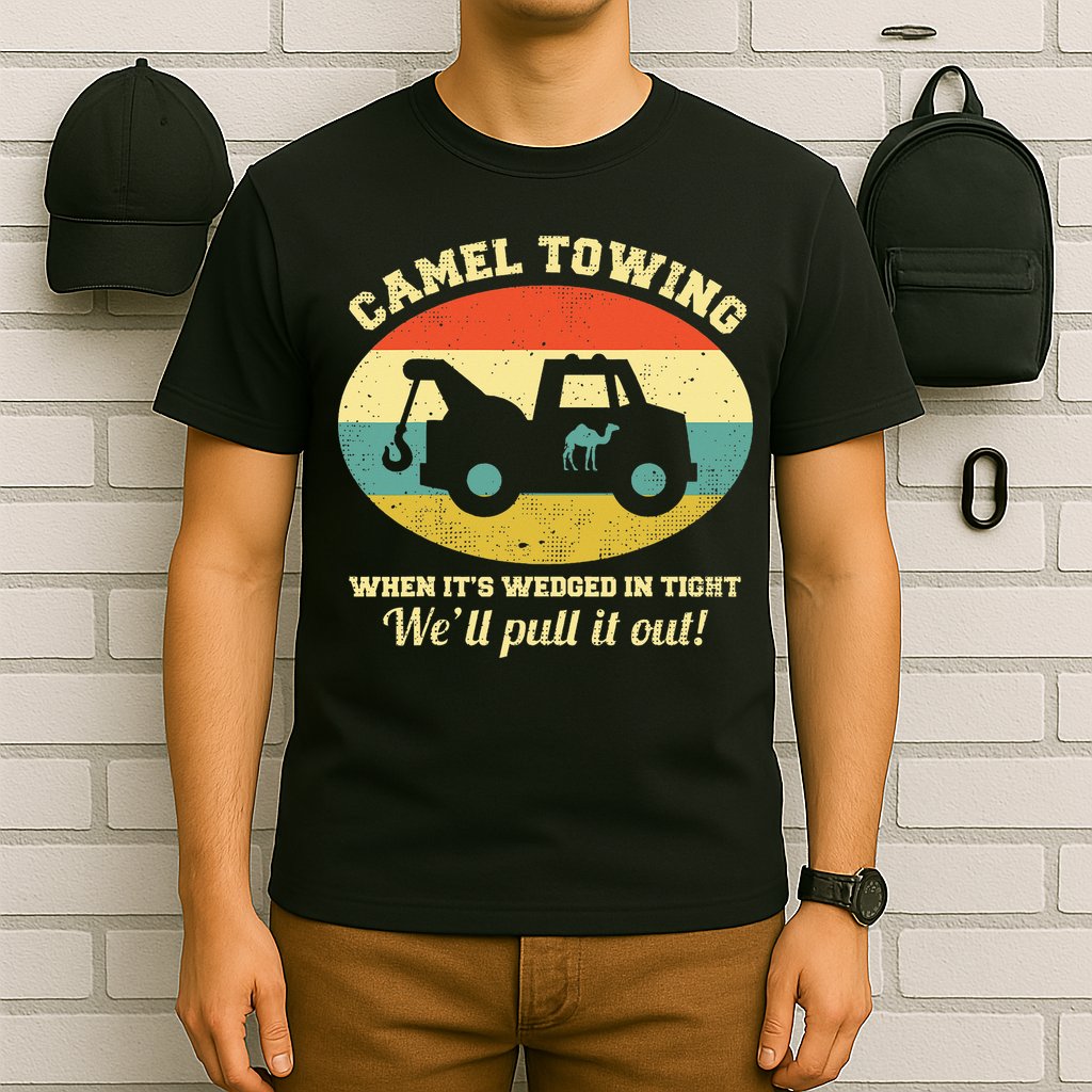 Camel Towing Retro Adult Humor T-Shirt