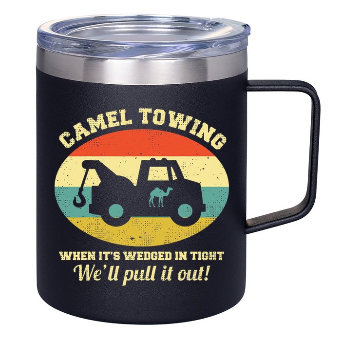 Camel Towing Retro Adult Humor 12oz Stainless Steel Coffee Mug