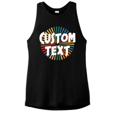 Custom Text Retro Colorful Logo Personalized Design Ladies PosiCharge Tri-Blend Wicking Tank