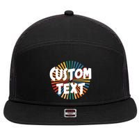 Custom Text Retro Colorful Logo Personalized Design 7 Panel Mesh Trucker Snapback Hat