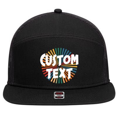 Custom Text Retro Colorful Logo Personalized Design 7 Panel Mesh Trucker Snapback Hat