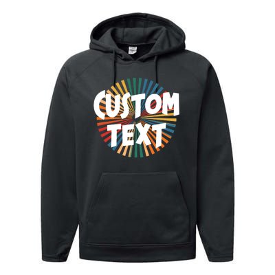 Custom Text Retro Colorful Logo Personalized Design Performance Fleece Hoodie