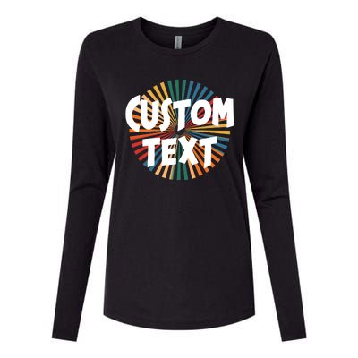 Custom Text Retro Colorful Logo Personalized Design Womens Cotton Relaxed Long Sleeve T-Shirt