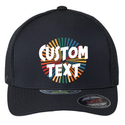 Custom Text Retro Colorful Logo Personalized Design Flexfit Unipanel Trucker Cap