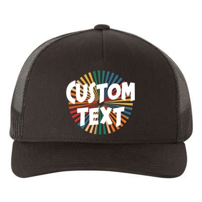 Custom Text Retro Colorful Logo Personalized Design Yupoong Adult 5-Panel Trucker Hat