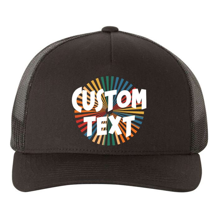 Custom Text Retro Colorful Logo Personalized Design Yupoong Adult 5-Panel Trucker Hat