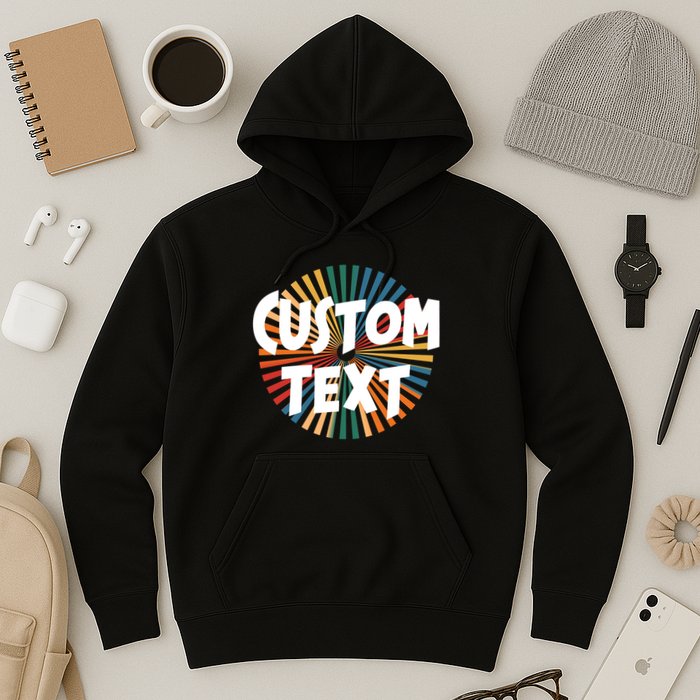 Custom Text Retro Colorful Logo Personalized Design Hoodie