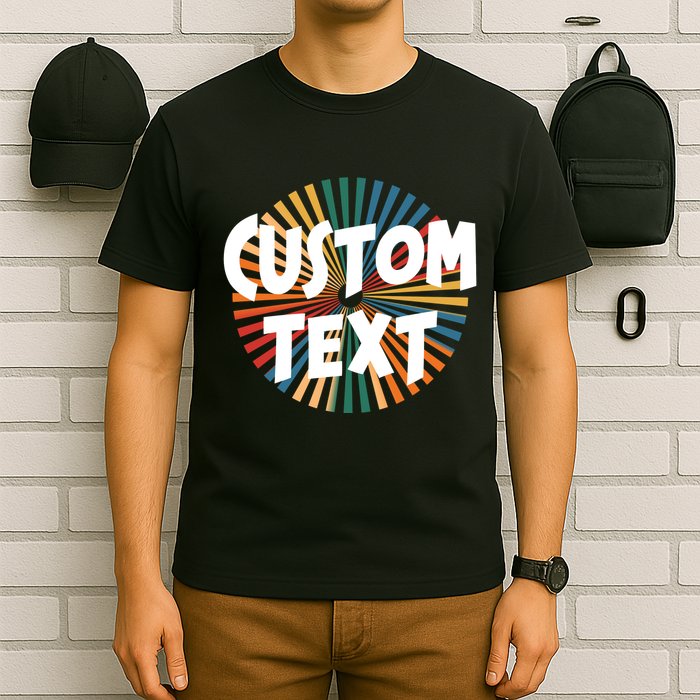 Custom Text Retro Colorful Logo Personalized Design T-Shirt