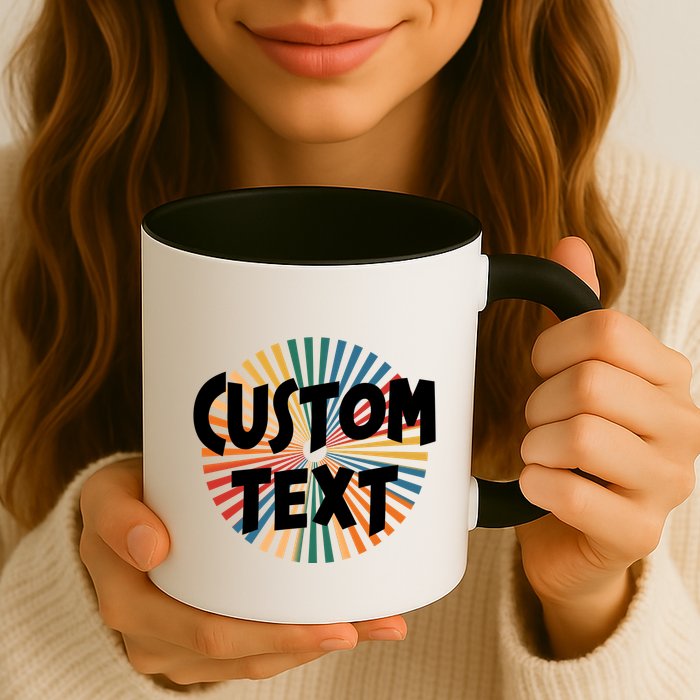 Custom Text Retro Colorful Logo Personalized Design Mug