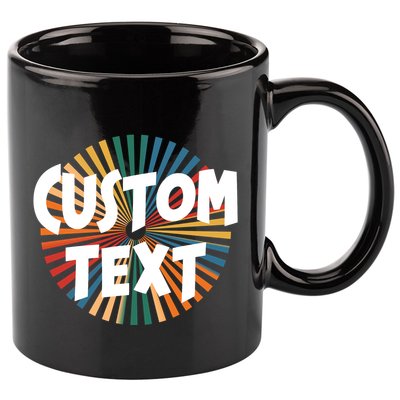 Custom Text Retro Colorful Logo Personalized Design 11oz C Handle Ceramic Mug