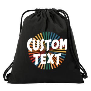 Custom Text Retro Colorful Logo Personalized Design Drawstring Bag