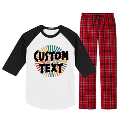 Custom Text Retro Colorful Logo Personalized Design Raglan Sleeve Pajama Set