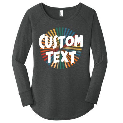 Custom Text Retro Colorful Logo Personalized Design Women's Perfect Tri Tunic Long Sleeve Shirt