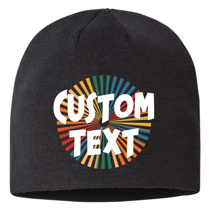 Custom Text Retro Colorful Logo Personalized Design Sustainable Beanie