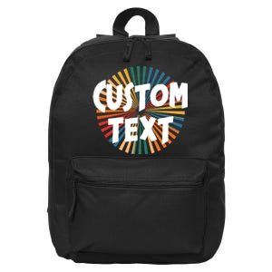 Custom Text Retro Colorful Logo Personalized Design 16 in Basic Backpack