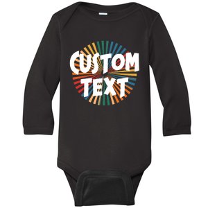 Custom Text Retro Colorful Logo Personalized Design Baby Long Sleeve Bodysuit