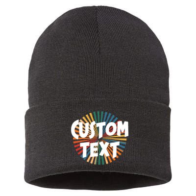 Custom Text Retro Colorful Logo Personalized Design Sustainable Knit Beanie