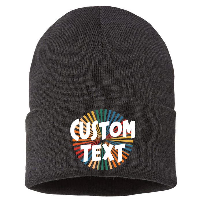 Custom Text Retro Colorful Logo Personalized Design Sustainable Knit Beanie