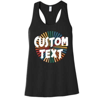 Custom Text Retro Colorful Logo Personalized Design Women's Racerback Tank