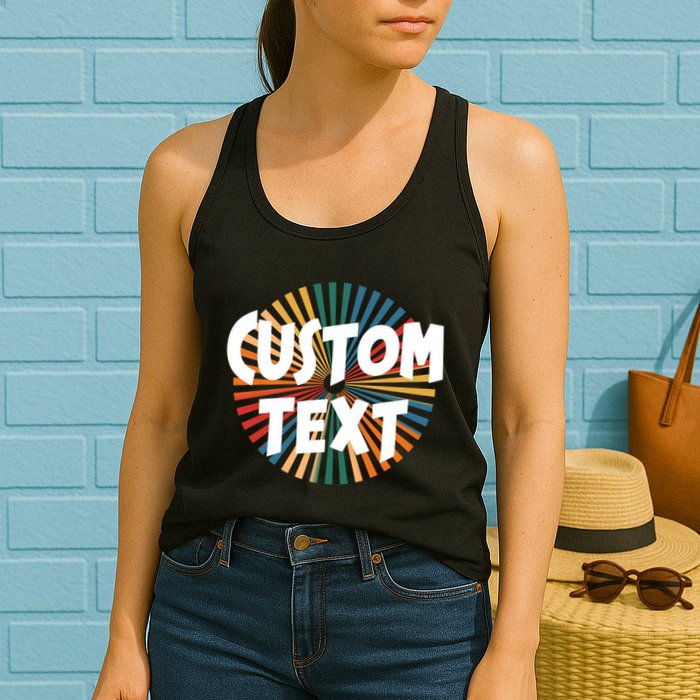 Custom Text Retro Colorful Logo Personalized Design Womens Tank Top