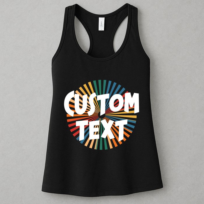 Custom Text Retro Colorful Logo Personalized Design Womens Tank Top