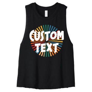 Custom Text Retro Colorful Logo Personalized Design Women's Racerback Cropped Tank