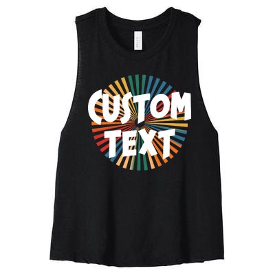 Custom Text Retro Colorful Logo Personalized Design Women's Racerback Cropped Tank