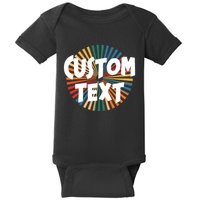 Custom Text Retro Colorful Logo Personalized Design Baby Bodysuit