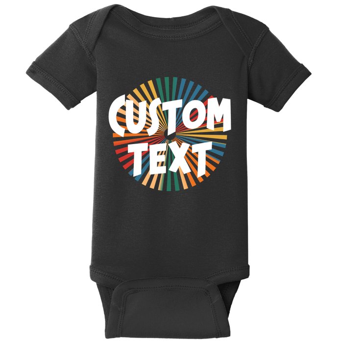 Custom Text Retro Colorful Logo Personalized Design Baby Bodysuit