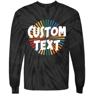 Custom Text Retro Colorful Logo Personalized Design Tie-Dye Long Sleeve Shirt