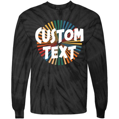 Custom Text Retro Colorful Logo Personalized Design Tie-Dye Long Sleeve Shirt