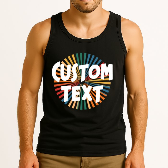 Custom Text Retro Colorful Logo Personalized Design Tank Top