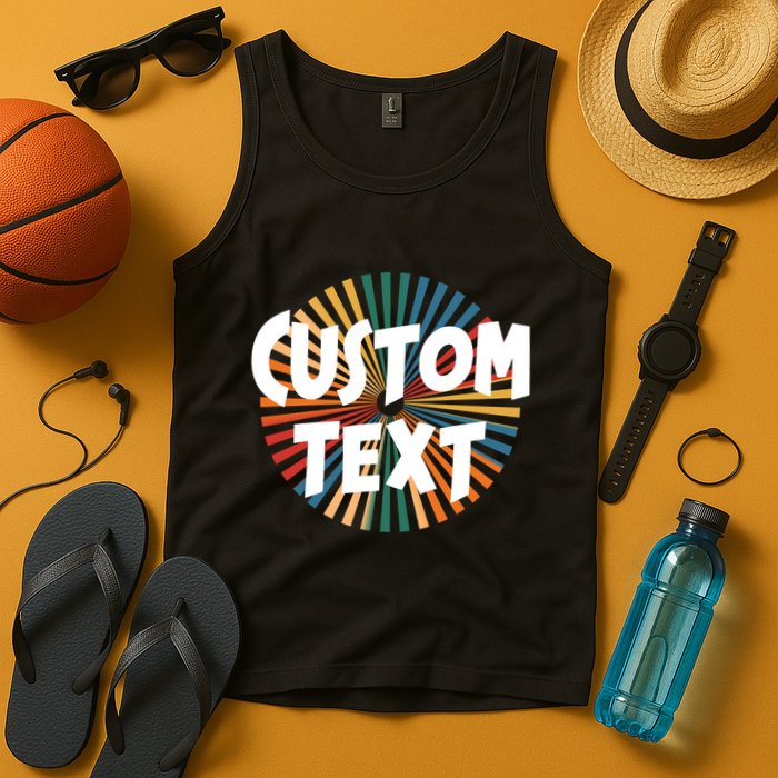 Custom Text Retro Colorful Logo Personalized Design Tank Top