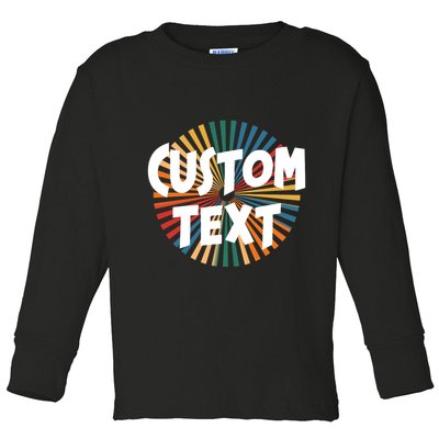 Custom Text Retro Colorful Logo Personalized Design Toddler Long Sleeve Shirt