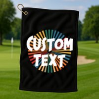 Custom Text Retro Colorful Logo Personalized Design Golf Towel