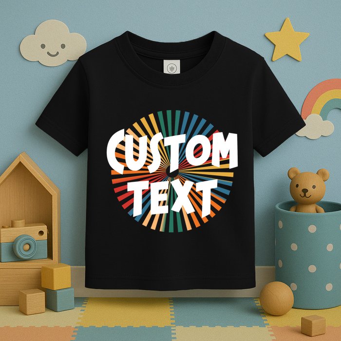 Custom Text Retro Colorful Logo Personalized Design Toddler T-Shirt